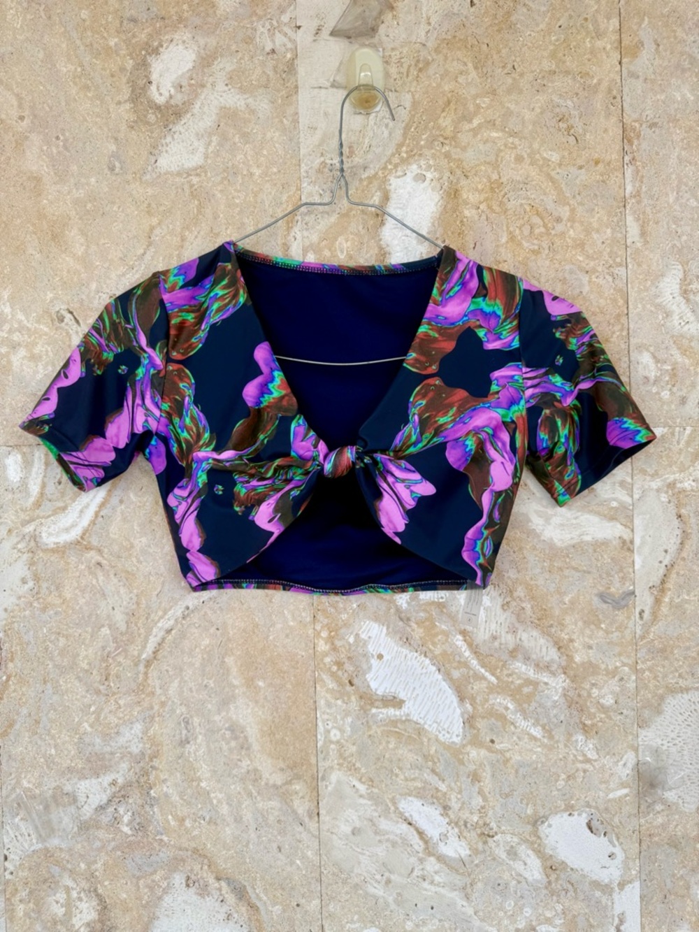 Fashion Nova built in bra Crop Tie-Front Top